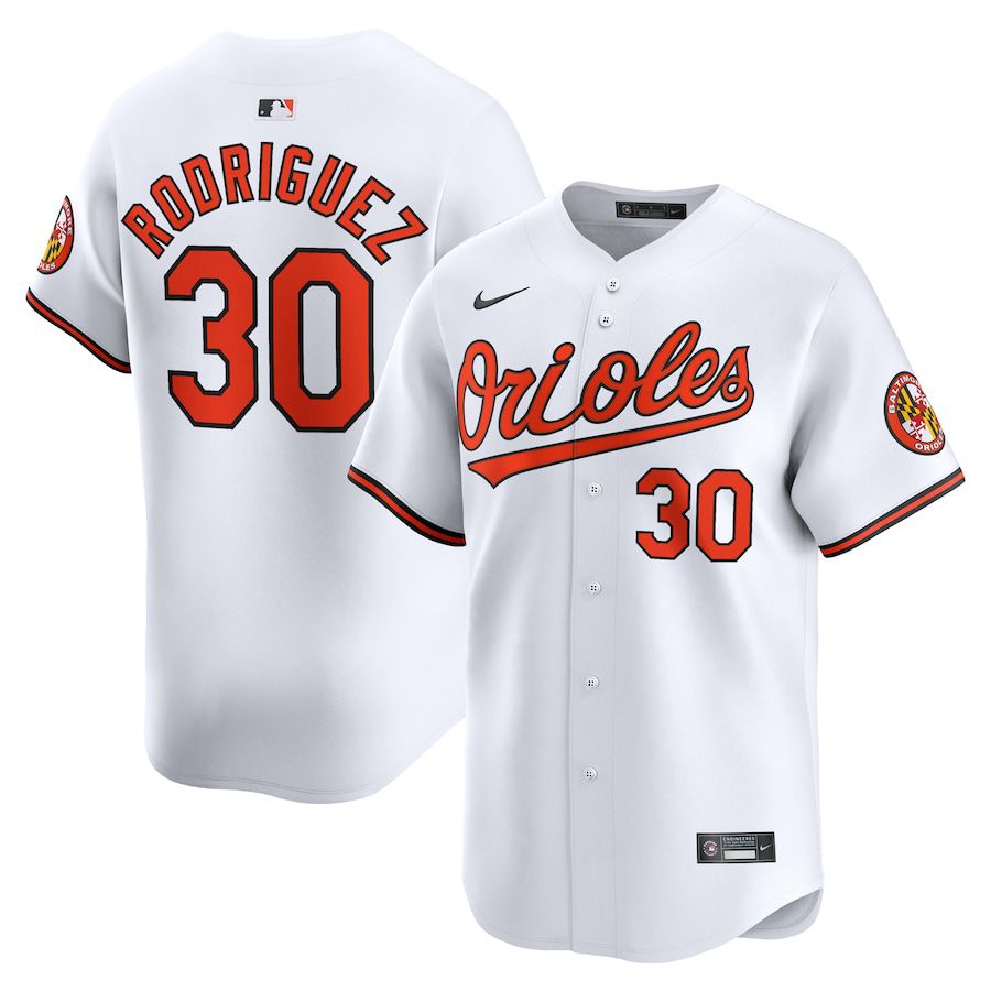 Men Baltimore Orioles #30 Grayson Rodriguez Nike White Home Limited Player MLB Jersey